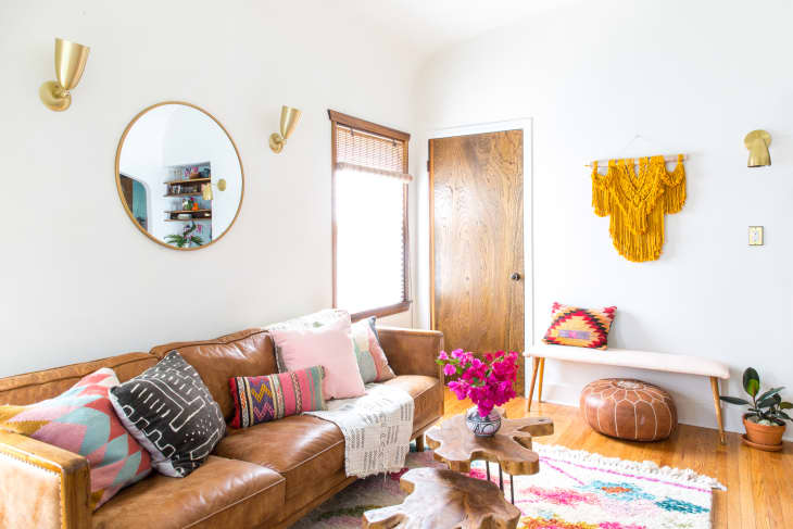 Tan color leather hotsell sofa